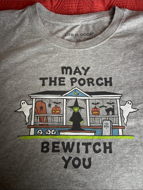 Life Is Good Tops - Life Is Good Gray Kids' 'May The Porch Bewitch You' Halloween Tee